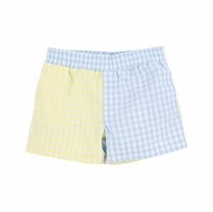 NEW BEAUFORT BONNET boys' sheffield shorts in buckhead blue/yellow gingham